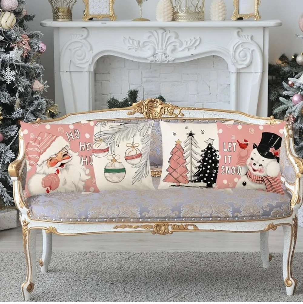 Christmas Decorations - Christmas Pillow Covers 18x18 Set of 4, Holiday Christma